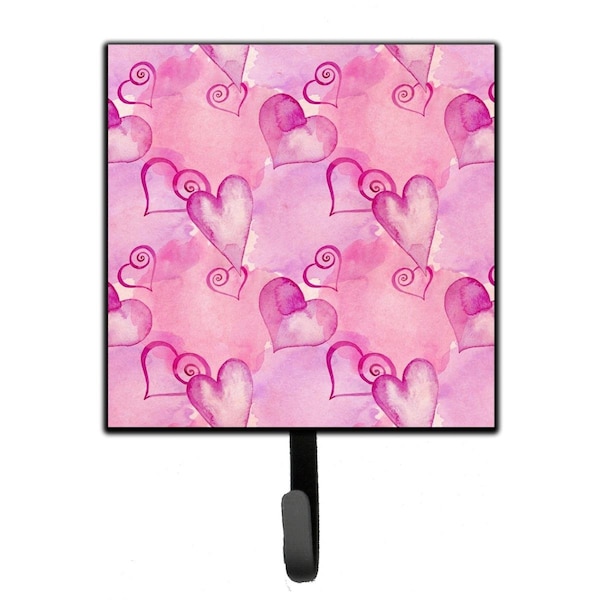 Carolines Treasures Watercolor Hot Pink Hearts Leash or Key Holder, 4.25 x 1 x 7 in. BB7564SH4 - main